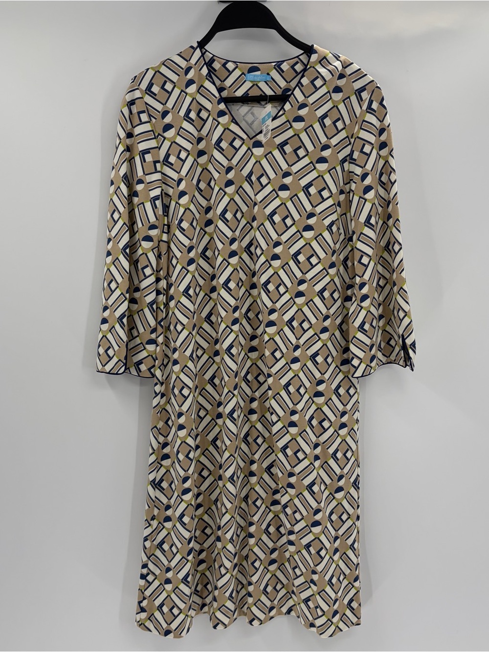 J. Mclaughlin Women’s Judith Shift Dress Navy Lime Kaleidos Cope Beige Small NWT